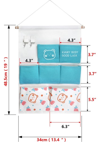 Cepli ve 2 Tencereli Asılı Saklama Çantası, Yatak Odası Banyo Dolabı Için Su Geçirmez Duvar Kapı Organizatörü (Mavi Ayı) (Yurt Dışından) modelleri