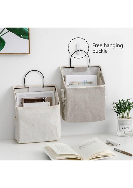 Meltset Duvara Asılan Saklama Torbaları 2 Adet Başucu Sepeti Organizatör Keten Pamuk Kapı Üstü Depolama Cep Kutusu Yatak Odası, Banyo, Mutfak, Oturma Odası (Beyaz Izgara) (Yurt Dışından) fiyatları