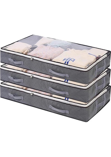 Paket Yatak Altı Saklama Torbaları, 75L Büyük Kapasiteli Yatak Altı Saklama Kutuları Battaniye Yastıkları Yorgan Yorganları Için Şeffaf Pencere Tasarımlı Nefes Alabilen Yatak Altı (Yurt Dışından)
