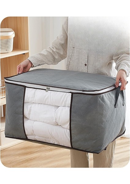 Fermuarlı Büyük Saklama Torbaları, 90L Dolap Düzenleyici Kulplu Saklama Kapları, Giysi Saklama Kapları Yatak Yorgan Battaniye (Yurt Dışından)