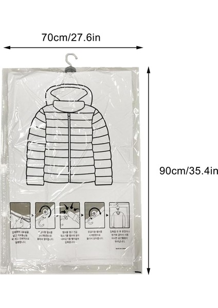 5 Adet Vakum Torbası, Coats Dolap Organizatörü Için Asılı Saklama Torbaları, Konfeksiyon Giyim Elbise Takım Elbise Uzun Ceket Ceket Için Jumbo Mühürlü Space Saver Sıkıştırma Torbas (Yurt Dışından)