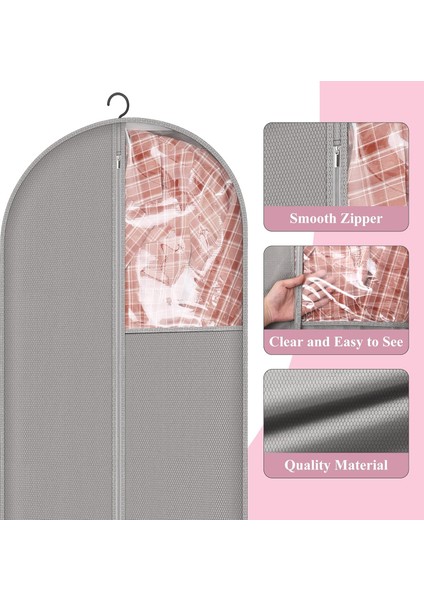 1 Paket 43'' Gri Giysi Çantaları Asılı Giysi Saklama Seyahati Için, Önlükler Için Şeffaf Elbise Çantaları Uzun, Dolap Depolama Için Takım Elbise Çantaları (Yurt Dışından)