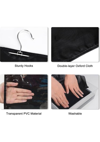 Dolap Için Asılı Çanta Çanta Organizatör, Çanta Debriyaj Için Toz Geçirmez Saklama Çantası Tutucu Dolap Dolap Organizatör, 360 Derece Dönebilen Kancalı 4 Şeffaf Cep, Siyah (Yurt Dışından) fırsatları