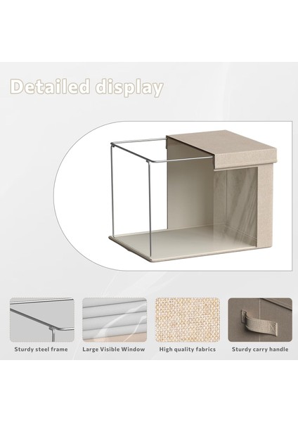 Katlanabilir Metal Çerçeveli Giysi Saklama Kutuları - 36L Büyük Kapasiteli Istiflenebilir Keten Kumaş Organizatör Seti, Taşıma Kolları, Şeffaf Pencere, Yatak Takımı, Battaniye, Kaz (Yurt Dışından) fırsatları