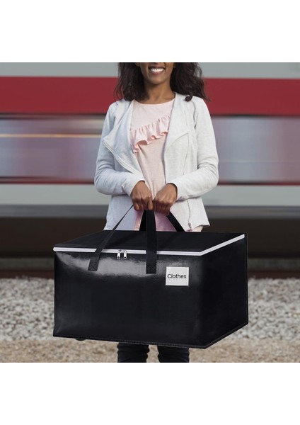 2 Paket Ağır Hizmet Taşıma Çantaları, Fermuarlı ve Etiket Cepli Ekstra Büyük Paketleme Çantaları, Yerden Tasarruf Için Kulplu Taşıma Çantaları, Taşıma Için Elbise Saklama Çantası, (Yurt Dışından)