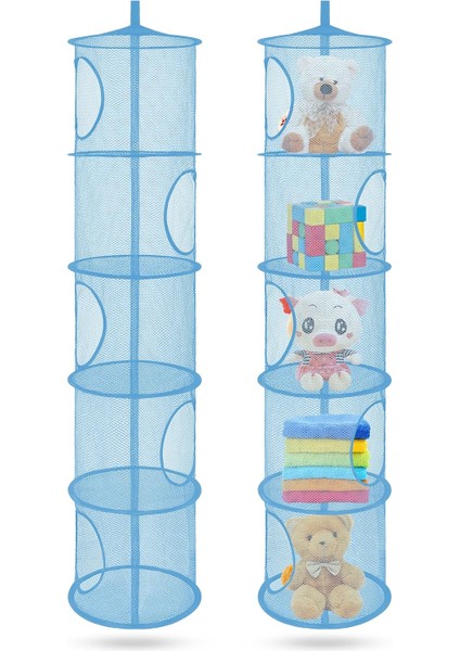 Çocuk Odası, Banyo ve Balkon Için 2 Adet Asılı Örgü Depolama Sepeti, Katlanabilir Köşe Space Saver Organizatör 5 Katmanlı, Peluş Oyuncaklar, Eldivenler, Şapkalar, Çorap Depolama (M (Yurt Dışından)