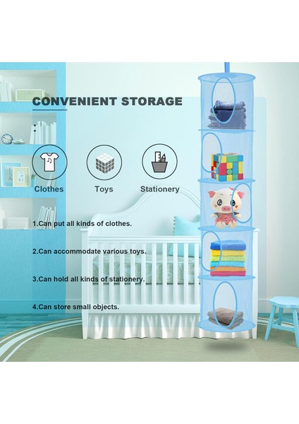 Çocuk Odası, Banyo ve Balkon Için 2 Adet Asılı Örgü Depolama Sepeti, Katlanabilir Köşe Space Saver Organizatör 5 Katmanlı, Peluş Oyuncaklar, Eldivenler, Şapkalar, Çorap Depolama (M (Yurt Dışından) fırsatları