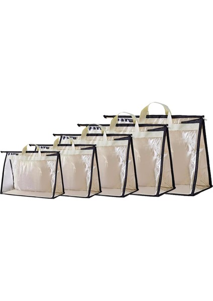 Çantalar Için Toz Torbaları, Çanta Saklama Organizatörü Çantalar Için 5 Boyutlu Şeffaf Toz Torbaları Fermuarlı ve Kulplu Toz Torbaları Çantalar Için Çanta Saklama Çanta Bej Saklama (Yurt Dışından)