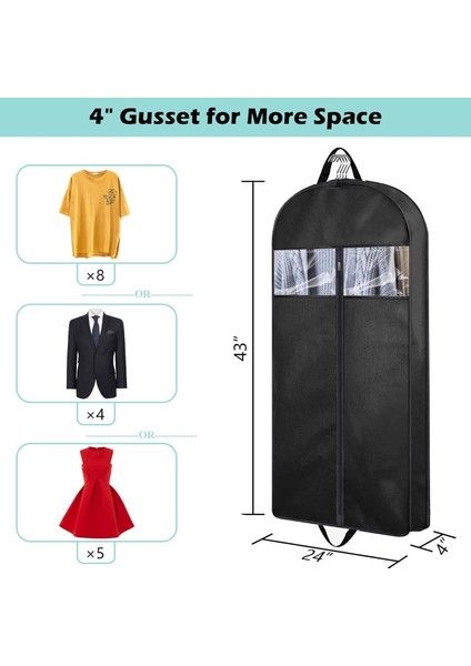43" Dolapta Saklama ve Seyahat Için Takım Elbise Çantaları, Erkekler ve Kadınlar Için 4" Körüklü Askılı Elbise Çantaları, Giysiler, Paltolar, Ceketler, Gömlekler, Elbiseler Için Sa (Yurt Dışından) modelleri