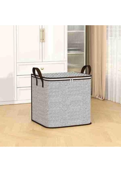 Dokumasız Fermuarlı Saklama Çantası, Büyük Giysi Saklama Kutuları, Fermuarlı Katlanabilir Yorgan Saklama Kapları, Kapaklı Seyahat Büyük Kapasiteli Giyim Saklama Çantası (18L(35 * 2 (Yurt Dışından)