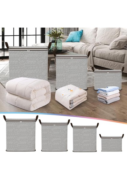 Dokumasız Fermuarlı Saklama Çantası, Büyük Giysi Saklama Kutuları, Fermuarlı Katlanabilir Yorgan Saklama Kapları, Kapaklı Seyahat Büyük Kapasiteli Giyim Saklama Çantası (18L(35 * 2 (Yurt Dışından) fırsatları