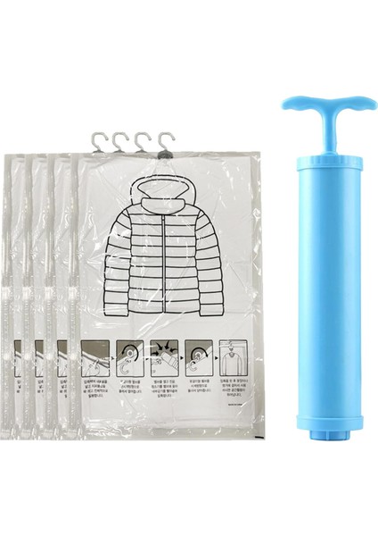5 Adet Vakum Torbası, Coats Dolap Organizatörü Için Asılı Saklama Torbaları, Konfeksiyon Giyim Elbise Takım Elbise Uzun Ceket Ceket Için Jumbo Mühürlü Space Saver Sıkıştırma Torbas (Yurt Dışından)