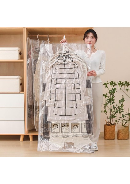 5 Adet Vakum Torbası, Coats Dolap Organizatörü Için Asılı Saklama Torbaları, Konfeksiyon Giyim Elbise Takım Elbise Uzun Ceket Ceket Için Jumbo Mühürlü Space Saver Sıkıştırma Torbas (Yurt Dışından)