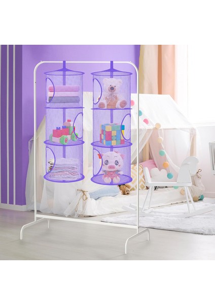 Çocuk Odası, Banyo ve Balkon Için 2 Adet Asılı Örgü Depolama Sepeti, Katlanabilir Köşe Space Saver Organizatör 3 Katmanlı, Peluş Oyuncaklar, Eldivenler, Şapkalar, Çorap Depolama (M (Yurt Dışından) indirimleri