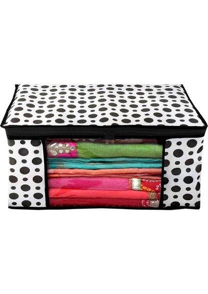 Mandi Giysi Örtüsü Dokunmamış Baskılı Sari Örtüsü Sari Organizatör Şeffaf Ön Saklama Torbaları Giysiler Için 1'li Paket (Siyah Beyaz) (Yurt Dışından)