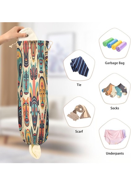 Karikatür Komik Maske 2 Paket Boho Plastik Torba Tutucu Eko Yıkanabilir Duvara Montaj Plastik Alışveriş Çantası Organizatör/tutucu Dekoratif Çiftlik Evi Bakkal Çantası Depolama Org (Yurt Dışından) modelleri