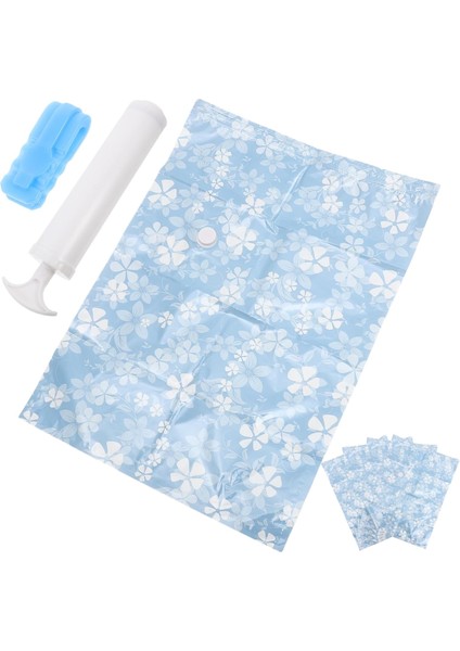 6 Adet Giysi Paketleme Çantası Vakum Saklama Çantası El Pompası ile Yerden Tasarruf Çanta Kumaş Sıkıştırılmış Çanta Battaniye Paketleme Çantası (Yurt Dışından)