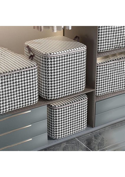 Giysi Saklama Çantası - Çift Fermuarlı Saklama Düzenleyici Küpleri, Koyu Gri Ekose Ayırma Saklama Kutusu, Giysi ve Oyuncaklar Için Saklama Düzenleyicileri Kazaklar Paltolar Tişörtl (Yurt Dışından)