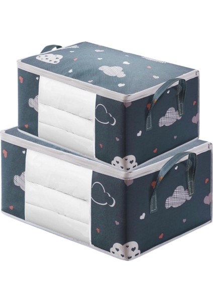 Giysi Saklama Kutusu 2 Adet Yorgan Saklama Çantası 50L & 75L Neme Dalı Battaniye Saklama, Şeffaf Pencere ve Kulplar Katlanabilir Fermuar Yatak Giyim Için Saklama, Çarşaf Ev Ge (Yurt Dışından)