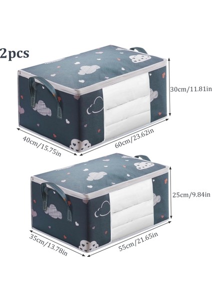Giysi Saklama Kutusu 2 Adet Yorgan Saklama Çantası 50L & 75L Neme Dalı Battaniye Saklama, Şeffaf Pencere ve Kulplar Katlanabilir Fermuar Yatak Giyim Için Saklama, Çarşaf Ev Ge (Yurt Dışından) fiyatları