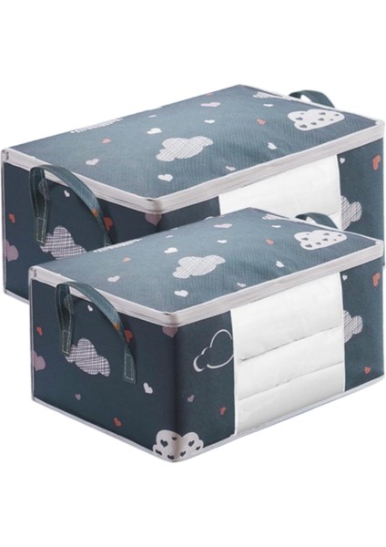 Giysi Saklama Kutusu 2 Adet Yorgan Saklama Çantası 50L & 75L Neme Dalı Battaniye Saklama, Şeffaf Pencere ve Kulplar Katlanabilir Fermuar Yatak Giyim Için Saklama, Çarşaf Ev Ge (Yurt Dışından) modelleri