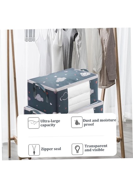 Giysi Saklama Kutusu 2 Adet Yorgan Saklama Çantası 50L & 75L Neme Dalı Battaniye Saklama, Şeffaf Pencere ve Kulplar Katlanabilir Fermuar Yatak Giyim Için Saklama, Çarşaf Ev Ge (Yurt Dışından) fırsatları