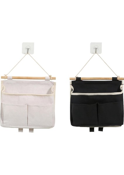 Asılı Depolama Organizatör 2 Adet Su Geçirmez Duvar Asılı Çanta Keten Pamuk Organizatör Duvar Sepeti, Yatak Odası Banyo Mutfak Için Kanca ile Dolap Asılı Kese (Yurt Dışından)