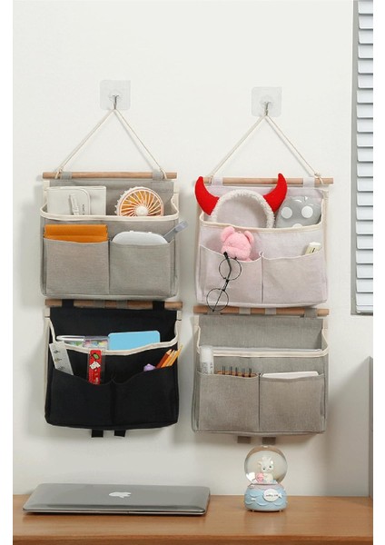 Asılı Depolama Organizatör 2 Adet Su Geçirmez Duvar Asılı Çanta Keten Pamuk Organizatör Duvar Sepeti, Yatak Odası Banyo Mutfak Için Kanca ile Dolap Asılı Kese (Yurt Dışından) modelleri