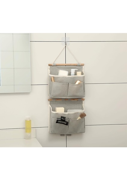 Asılı Depolama Organizatör 2 Adet Su Geçirmez Duvar Asılı Çanta Keten Pamuk Organizatör Duvar Sepeti, Yatak Odası Banyo Mutfak Için Kanca ile Dolap Asılı Kese (Yurt Dışından) indirimleri