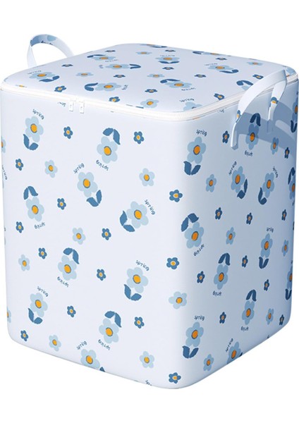 Yatak Odası Giysi Saklama Çantası Giysi Saklama Çantası Büyük Kapasiteli Çiçek Baskı Çift Saplı Toz Geçirmez Nem Geçirmez Yorgan Organizatör Mavi S (Yurt Dışından)