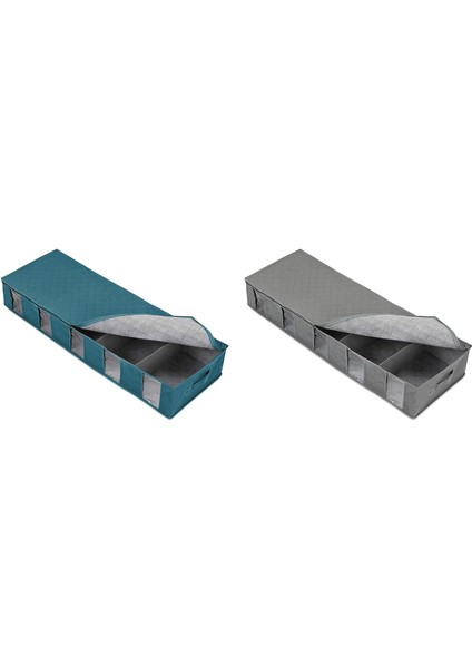 2pcs Yatak Altı Saklama Çantası, Kulplu Yatak Altı Saklama Kutuları Büyük Giyim Sıralama Katlanır Bölme Kazak Organizatör (Mavi + Gri) (Yurt Dışından)