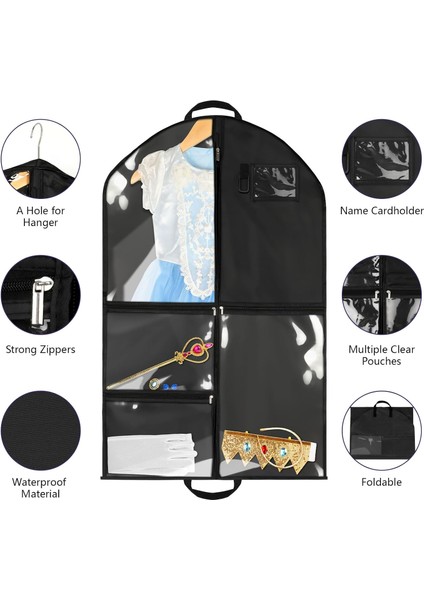 Giysileri Asmak Için Suya Dalı Giysi Çantaları, Dans Kostümleri Için Giysi Çantaları, Seyahat Depolama Için Cepli 40 Inç Giysi Çantası, Yarışmalar, Yarışma, Sahne (Siyah) (Yurt Dışından) fiyatları