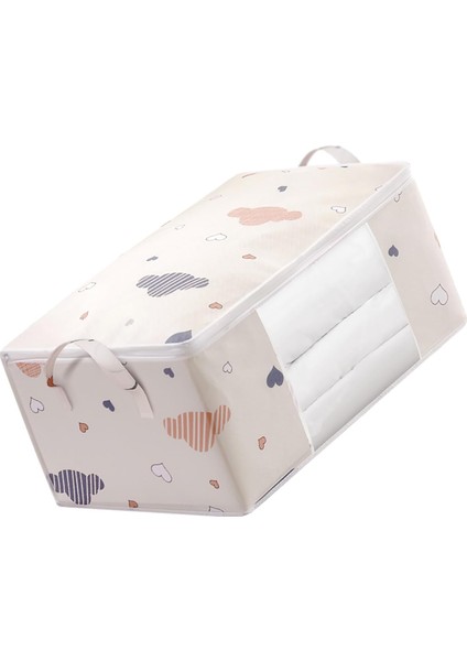 Yorgan Saklama Çantası Nonwoven Kumaş Şeffaf Pencere Takviyeli Saplı Battaniye Elbise Saklama Kabı Battaniye Saklama Çantası (Orta) (Yurt Dışından) fırsatları