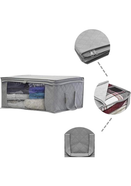 Depolama Küpleri Organizatör, 3'lü Paket Katlanabilir Fermuarlı Giysi Saklama Çantası, Güçlendirilmiş Saplı/şeffaf Pencere Hareketli Kutu Organizatör, Giysi Battaniyesi Yatak Dolab (Yurt Dışından) modelleri