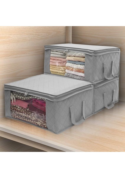 Depolama Küpleri Organizatör, 3'lü Paket Katlanabilir Fermuarlı Giysi Saklama Çantası, Güçlendirilmiş Saplı/şeffaf Pencere Hareketli Kutu Organizatör, Giysi Battaniyesi Yatak Dolab (Yurt Dışından) fırsatları