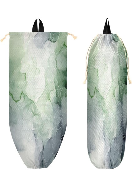 Yeşil Gri Doku 2 Paket Boho Plastik Torba Tutucu Eko Yıkanabilir Duvara Montaj Plastik Alışveriş Çantası Organizatör/tutucu Dekoratif Çiftlik Evi Bakkal Çantası Depolama Organizatö (Yurt Dışından)