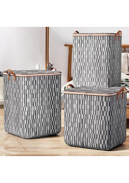 Saklama Çantası Büyük 140L, Takviyeli Saplı Fermuarlı Giysi Saklama Kutusu - Takılması Kolay Kral Yorgan Seti - Yatak Altında Dolap Organizatör (Yurt Dışından)