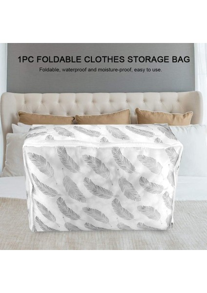 Giysi Yorgan Saklama Çantası 1 Adet Katlanabilir Giysi Saklama Çantası Battaniye Yorgan Kazak Organizatör Kutusu Kılıfı Seyahat Bagaj (Plume) (Yurt Dışından) modelleri