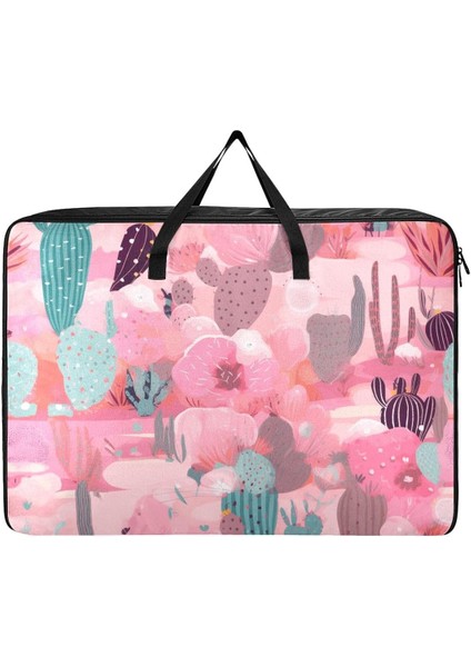 Pembe Arka Planda Kaktüs Bitkisi Saklama Torbaları, 27,5X19,7X11 In, Katlanabilir Taşıma Çantaları Malzemelerin Saklanması, Kamp Yapılması, Paketlenmesi ve Taşınması Için Katlanabi (Yurt Dışından) fiyatları