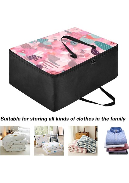 Pembe Arka Planda Kaktüs Bitkisi Saklama Torbaları, 27,5X19,7X11 In, Katlanabilir Taşıma Çantaları Malzemelerin Saklanması, Kamp Yapılması, Paketlenmesi ve Taşınması Için Katlanabi (Yurt Dışından) modelleri