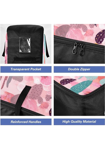 Pembe Arka Planda Kaktüs Bitkisi Saklama Torbaları, 27,5X19,7X11 In, Katlanabilir Taşıma Çantaları Malzemelerin Saklanması, Kamp Yapılması, Paketlenmesi ve Taşınması Için Katlanabi (Yurt Dışından) fırsatları