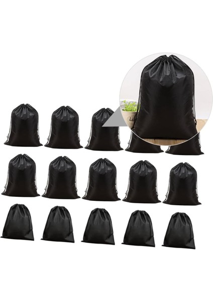 1 Takım 15 Adet Ipli Çanta Saklama Torbaları Seyahat Saklama Çantası Kumaş Çamaşır Çantası Ipli Çamaşır Torbası Saklama Paketi Siyah Çanta Dokunmamış Kumaş Çanta Dokumasız Çanta Ay (Yurt Dışından)