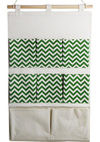 Keten/pamuklu Duvar Kapı Örtüsü Asılı Puantiyeli Dantel ile Ev Düzenleyici Saklama Çantası Kılıfı 8 Cepler (Yeşil) (Yurt Dışından)