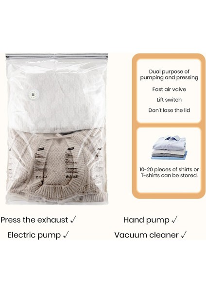 Vakumlu Saklama Torbaları Uzay Tasarruflu Sıkıştırma Torbası Toz Geçirmez, Neme Dalı, Şeffaf Saklama Torbaları Yorgan, Battaniye, Yatak Takımları, Giysiler Için Sıkıştırılmış (Yurt Dışından) fiyatları