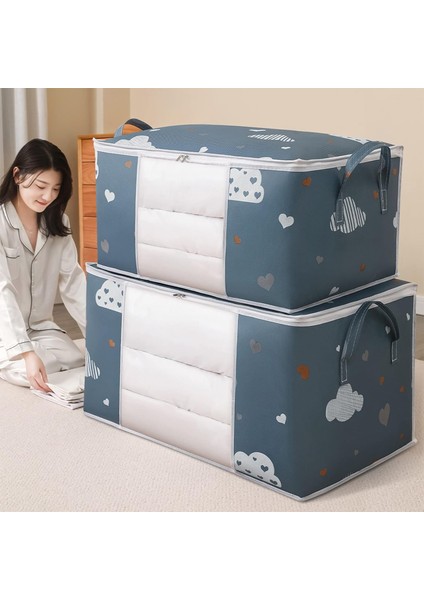 Görsel Giysi Saklama Çantası, Yer Tasarruflu Çantalar Gardırop Saklama Kutusu Taşınabilir Yorgan Saklama Kutuları Katlanabilir Dolap Organizatörleri Saplı ve Fermuar Kapaklı Kontey (Yurt Dışından)