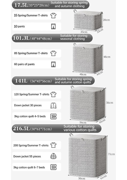 Dokunmamış Fermuarlı Saklama Torbaları Alanı, Katlanabilir Yorgan Saklama Sınıflandırma Kabı, Hareketli Yorgan Saklama Sepeti Seyahat Büyük Kapasiteli Kıyafet Saklama Çantası (L) (Yurt Dışından) fiyatları