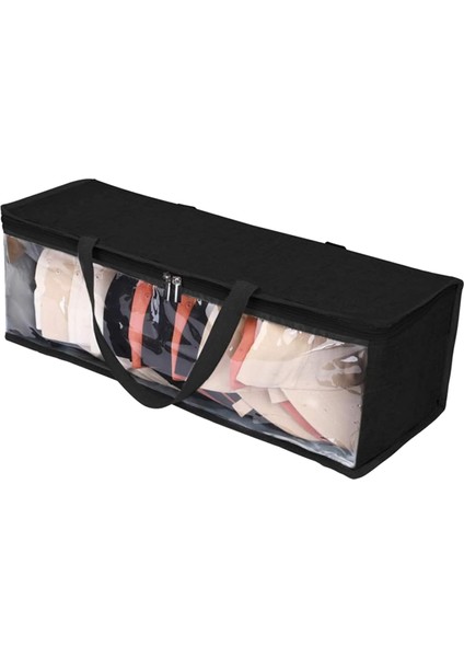 Yerden Tasarruflu Şapka Saklama Çantası Şeffaf Pencereli Taşınabilir Büyük Kapasiteli Ağır Hizmet Tipi Oxford Kumaş Çok Fonksiyonlu Organizatör Giysi Oyuncakları Ev Için Siyah (Yurt Dışından)