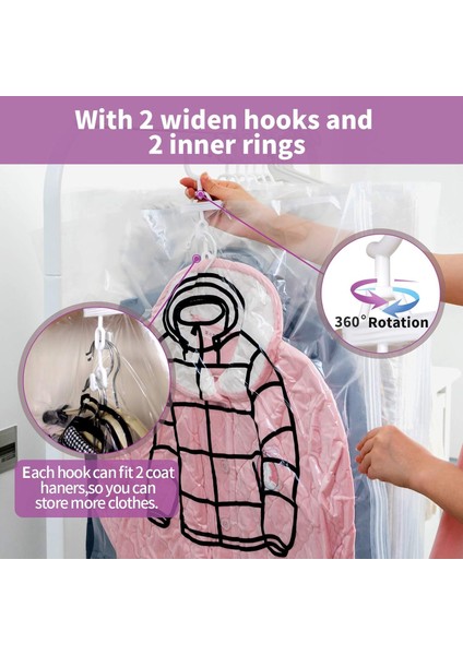 4pcs Asılı Vakumlu Saklama Torbaları Giysiler Için Uzay Tasarruf Çantaları, Takım Elbiseler, Montlar Veya Ceketler Için 67X90CM Vakumlu Mühürlü Çanta, Dolap Düzenleyici ve Depolama (Yurt Dışından) fiyatları