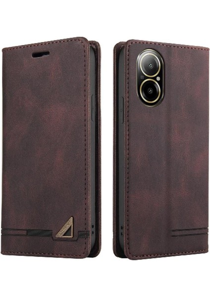 Realme C67 4g Iki Kart Yuvaları Kickstand Premium Deri Için Flip Case (Yurt Dışından)