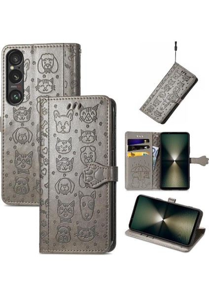 Sony Xperia 1 Vı Karikatür Hayvanlar Için Flip Case Deri Kılıf Kapak Çevirin (Yurt Dışından)